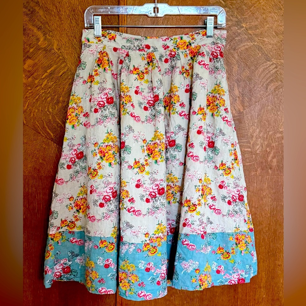Tulip B modern vintage floral skirt pockets cotton lined